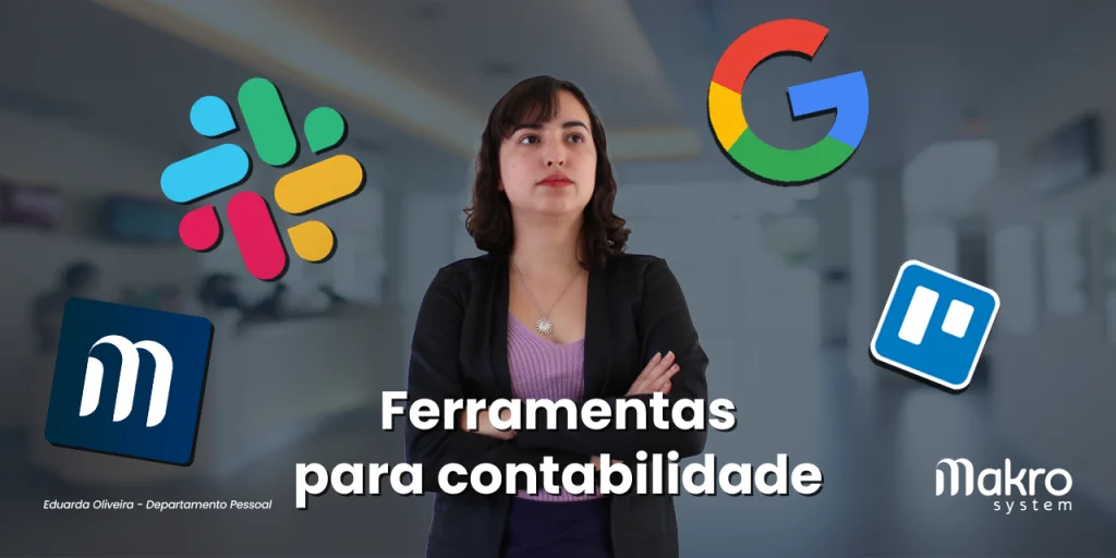 Eduarda Oliveira, consultora do Departamento Pessoal, está olhando para algumas logos das ferramentas para contabilidade mencionadas neste artigo.