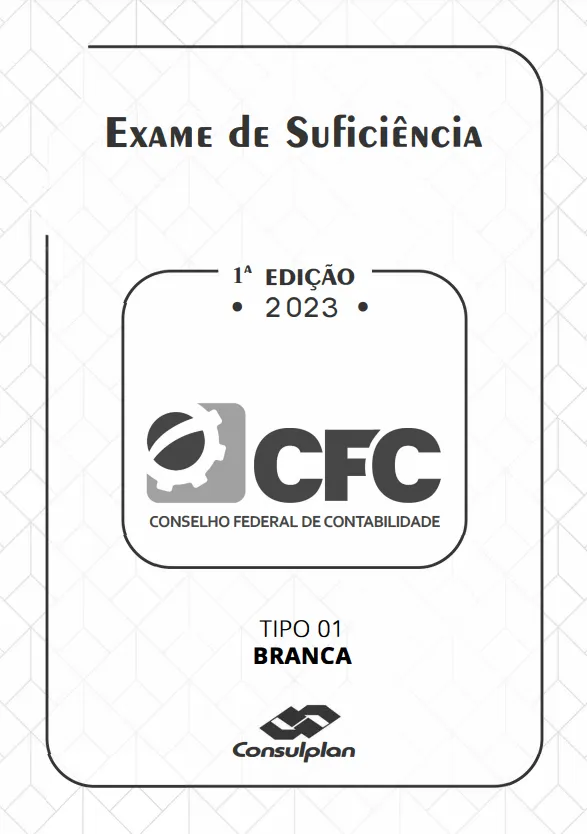 A imagem mostra a capa do caderno de provas do Exame CFC 2023 Tipo 01 Prova Branca 