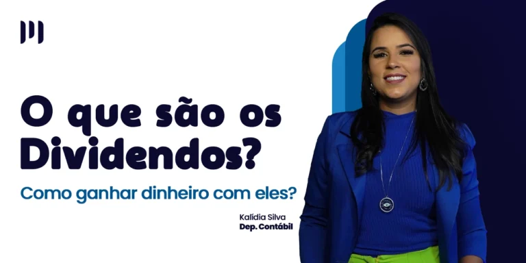 Kalídia Silva, do departamento contabil, olha para a frente e sorri. Ao fundo, um degradê com tons de azul escuro a azul claro, com o título do post ao lado.