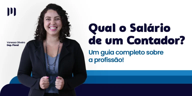 Vanessa Oliveira do Dep Fiscal, olha para a frente e sorri segurando sua blusa. Ao fundo, um degradê com tons de azul escuro a azul claro, com o título do post acima.