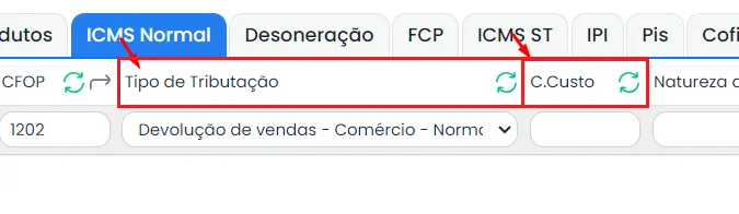 A imagem é um print mostrando como realizar a alteração de CFOP do documento fiscal dentro do sistema Makro.