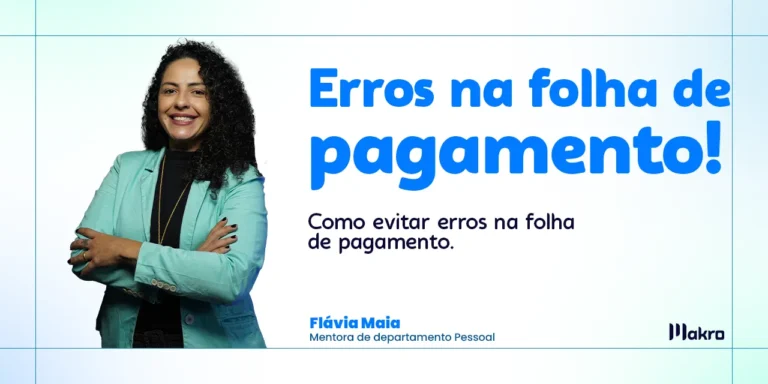 Flávia Maia mentora de departamento pessoal sorrindo de braços cruzados ao lado do título