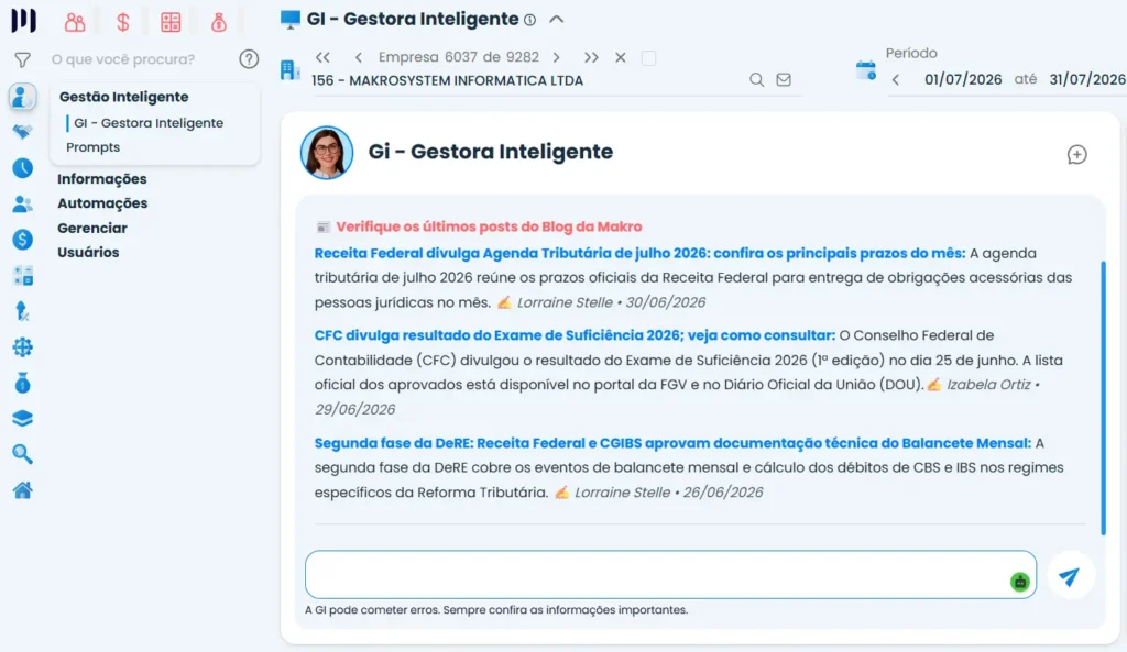Lucas Lemos, da Contabilidade Lemos, utiliza a GI – Gestora Inteligente do sistema contábil Makro para acompanhar informações fiscais e automatizar a rotina do escritório.